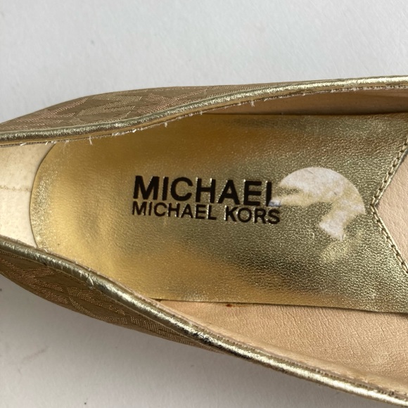 Michael Kors Cream Gold Canvas Signature Logo Flats size 7 - Picture 8 of 14